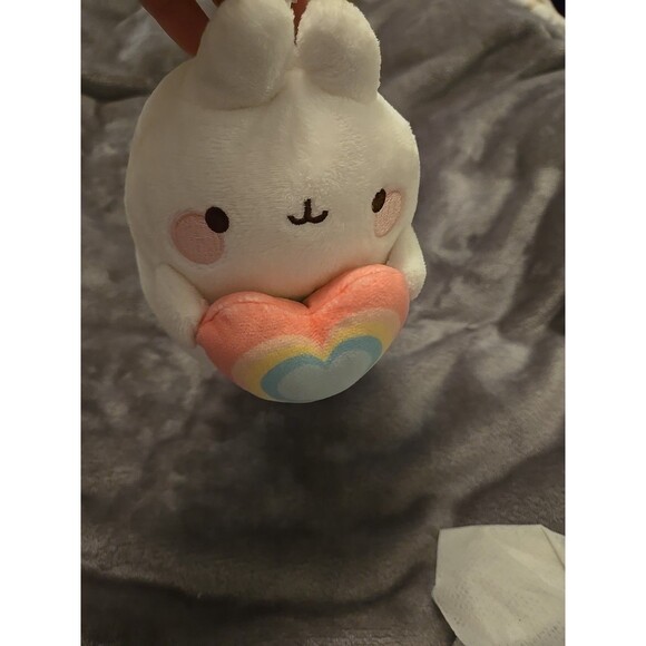 Aurora® Playful Molang Rainbow Heart Molang Stuffed Animal - White 7 Inches - Picture 4 of 6